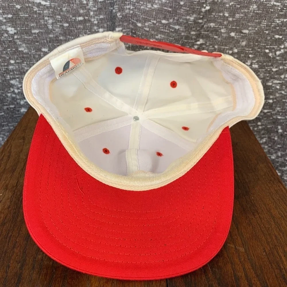 Vintage‎ Headmost Blank Red & White Snapback Cap Hat